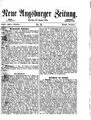 Neue Augsburger Zeitung Samstag 20. Januar 1872