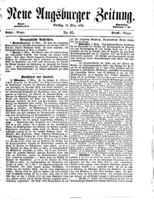 Neue Augsburger Zeitung Dienstag 12. März 1872