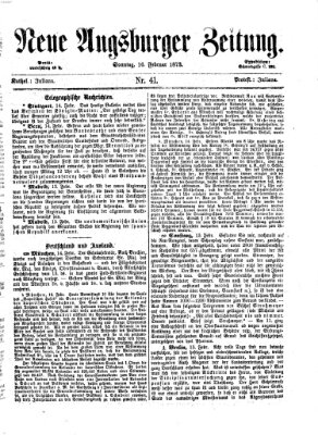 Neue Augsburger Zeitung Sonntag 16. Februar 1873