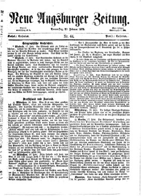 Neue Augsburger Zeitung Donnerstag 20. Februar 1873