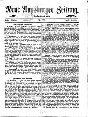 Neue Augsburger Zeitung Dienstag 1. Juli 1873