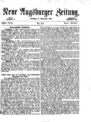 Neue Augsburger Zeitung Samstag 13. September 1873