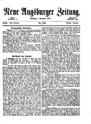 Neue Augsburger Zeitung Samstag 1. November 1873