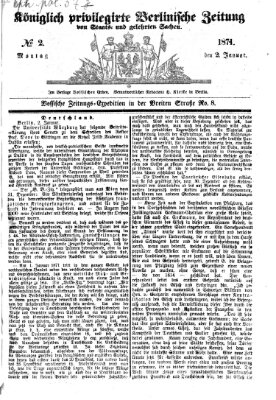 Königlich privilegirte Berlinische Zeitung von Staats- und gelehrten Sachen (Berlinische privilegirte Zeitung) Montag 2. Januar 1871