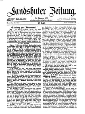Landshuter Zeitung Donnerstag 15. Juni 1871