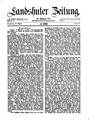 Landshuter Zeitung Donnerstag 17. August 1871