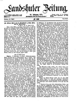 Landshuter Zeitung Dienstag 16. April 1872