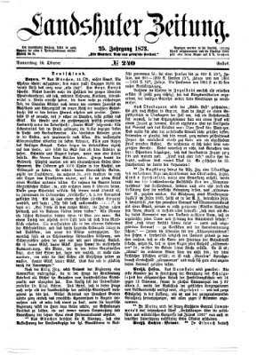 Landshuter Zeitung Donnerstag 16. Oktober 1873