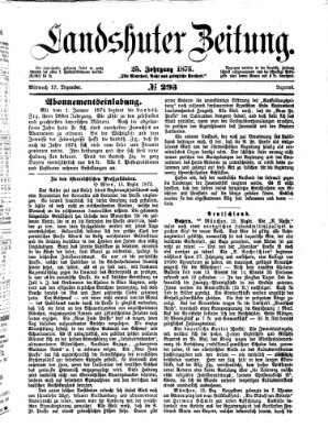 Landshuter Zeitung Mittwoch 17. Dezember 1873