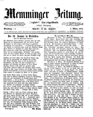 Memminger Zeitung Dienstag 7. März 1871