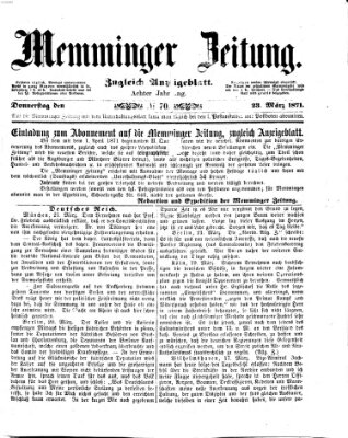 Memminger Zeitung Donnerstag 23. März 1871