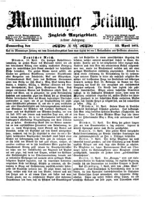 Memminger Zeitung Donnerstag 13. April 1871