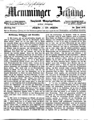 Memminger Zeitung Freitag 16. Juni 1871