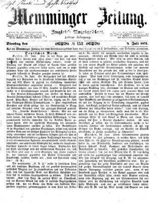 Memminger Zeitung Dienstag 4. Juli 1871