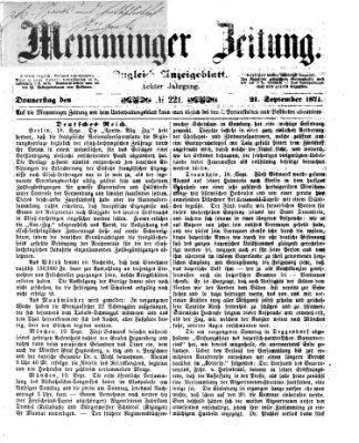 Memminger Zeitung Donnerstag 21. September 1871