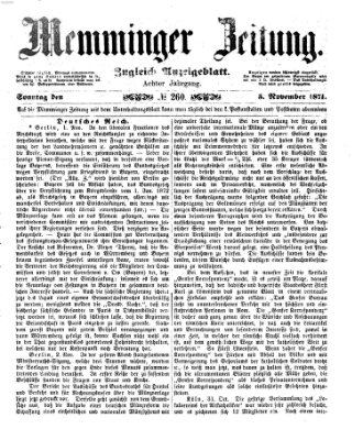 Memminger Zeitung Sonntag 5. November 1871