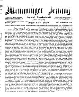 Memminger Zeitung Sonntag 26. November 1871