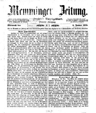Memminger Zeitung Mittwoch 3. Januar 1872