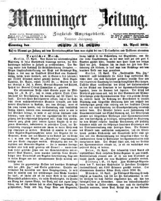 Memminger Zeitung Sonntag 21. April 1872