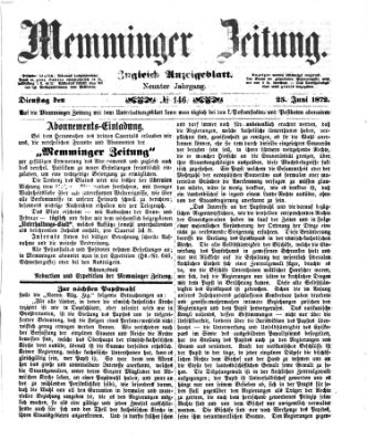 Memminger Zeitung Dienstag 25. Juni 1872