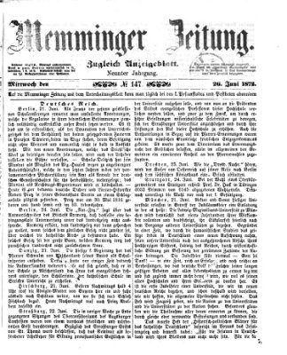 Memminger Zeitung Mittwoch 26. Juni 1872