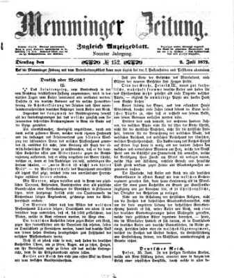 Memminger Zeitung Dienstag 2. Juli 1872
