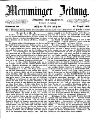 Memminger Zeitung Mittwoch 14. August 1872
