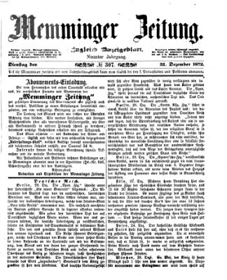 Memminger Zeitung Dienstag 31. Dezember 1872