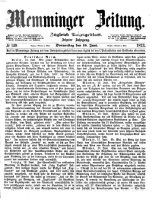 Memminger Zeitung Donnerstag 19. Juni 1873