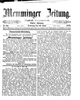 Memminger Zeitung Sonntag 22. Juni 1873