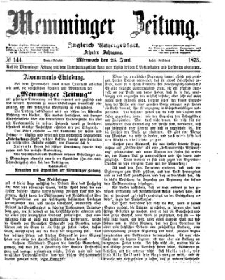Memminger Zeitung Mittwoch 25. Juni 1873