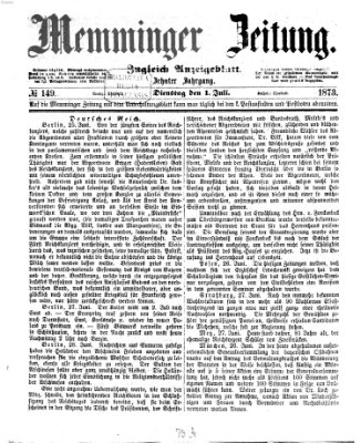 Memminger Zeitung Dienstag 1. Juli 1873