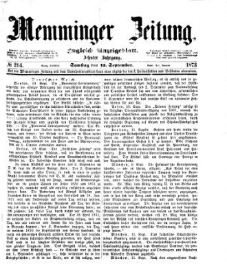 Memminger Zeitung Samstag 13. September 1873