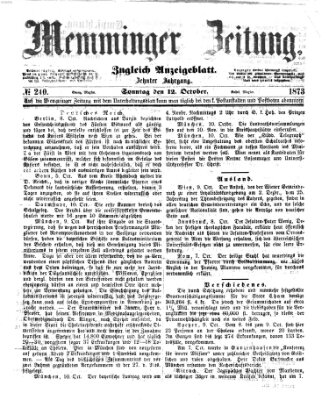 Memminger Zeitung Sonntag 12. Oktober 1873