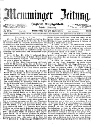 Memminger Zeitung Donnerstag 20. November 1873