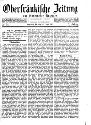 Oberfränkische Zeitung und Bayreuther Anzeiger (Bayreuther Anzeiger) Dienstag 23. April 1872