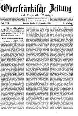 Oberfränkische Zeitung und Bayreuther Anzeiger (Bayreuther Anzeiger) Dienstag 10. September 1872