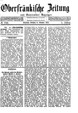 Oberfränkische Zeitung und Bayreuther Anzeiger (Bayreuther Anzeiger) Dienstag 15. Oktober 1872
