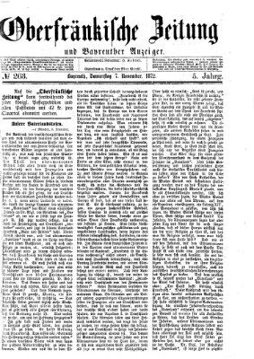 Oberfränkische Zeitung und Bayreuther Anzeiger (Bayreuther Anzeiger) Donnerstag 7. November 1872