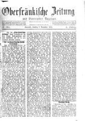 Oberfränkische Zeitung und Bayreuther Anzeiger (Bayreuther Anzeiger) Samstag 9. November 1872