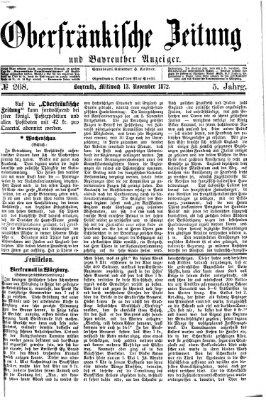 Oberfränkische Zeitung und Bayreuther Anzeiger (Bayreuther Anzeiger) Mittwoch 13. November 1872