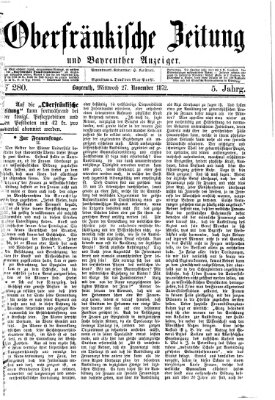 Oberfränkische Zeitung und Bayreuther Anzeiger (Bayreuther Anzeiger) Mittwoch 27. November 1872