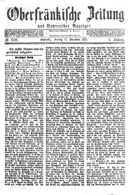Oberfränkische Zeitung und Bayreuther Anzeiger (Bayreuther Anzeiger) Freitag 27. Dezember 1872
