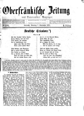 Oberfränkische Zeitung und Bayreuther Anzeiger (Bayreuther Anzeiger) Dienstag 2. September 1873