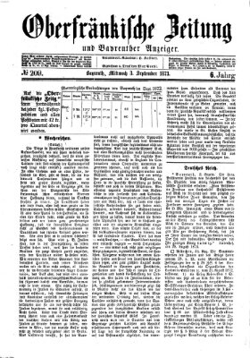Oberfränkische Zeitung und Bayreuther Anzeiger (Bayreuther Anzeiger) Mittwoch 3. September 1873