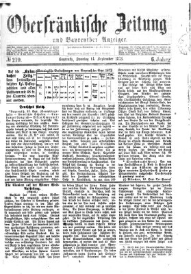 Oberfränkische Zeitung und Bayreuther Anzeiger (Bayreuther Anzeiger) Sonntag 14. September 1873