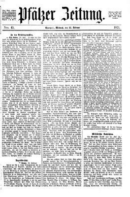 Pfälzer Zeitung Mittwoch 22. Februar 1871