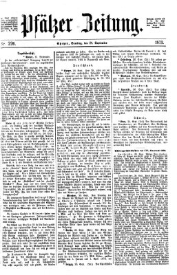 Pfälzer Zeitung Samstag 27. September 1873