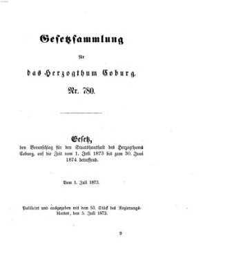 Gesetz-Sammlung für das Herzogtum Coburg (Coburger Regierungs-Blatt) Samstag 5. Juli 1873