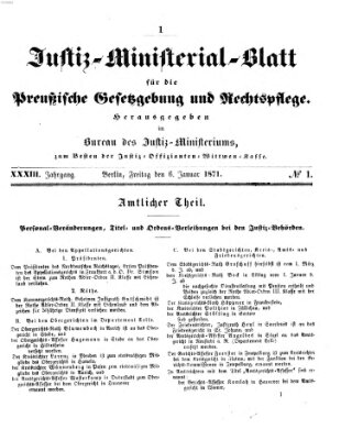 Justiz-Ministerialblatt für die preußische Gesetzgebung und Rechtspflege Freitag 6. Januar 1871
